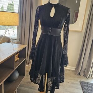 SOLD Royal Bones Black High-Low Lace Dress S